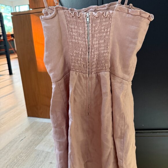 Reformation Linen Ava Mini Dress - Dusty Rose Pink - Picture 2 of 4